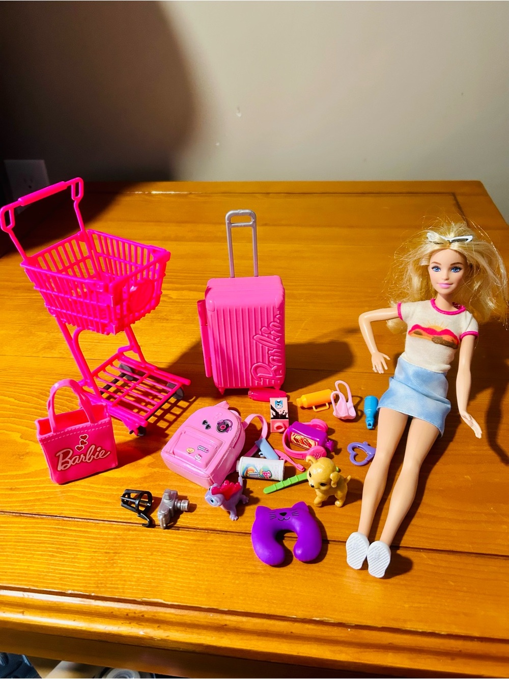 Barbie Pink Travel Doll Set with Hot Pink Accessories